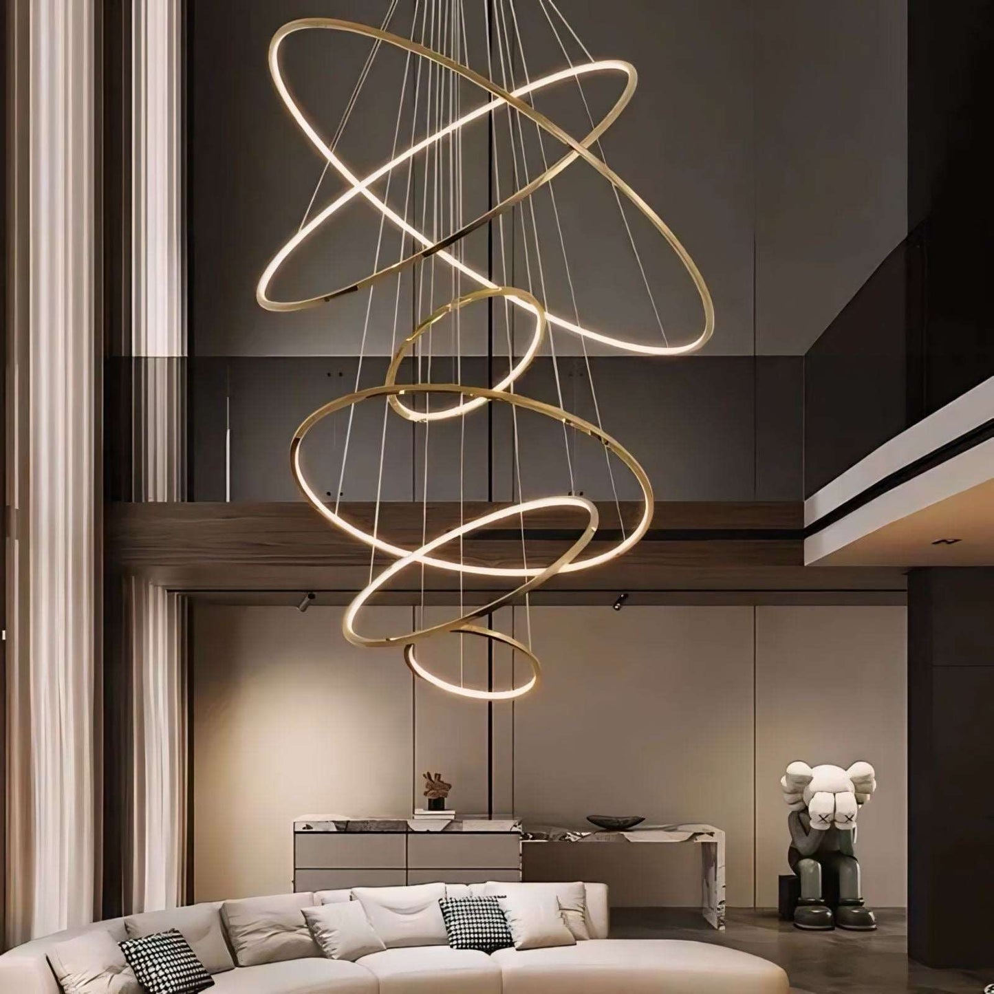 LED Kroonluchter Ringen Dimbaar RVS Goud Of Zwart 3 Tot 8 Elementen