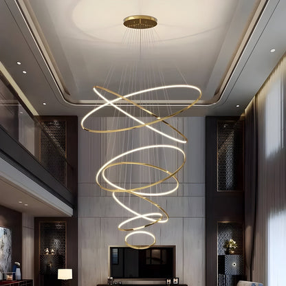 LED Kroonluchter Ringen Dimbaar RVS Goud Of Zwart 3 Tot 8 Elementen