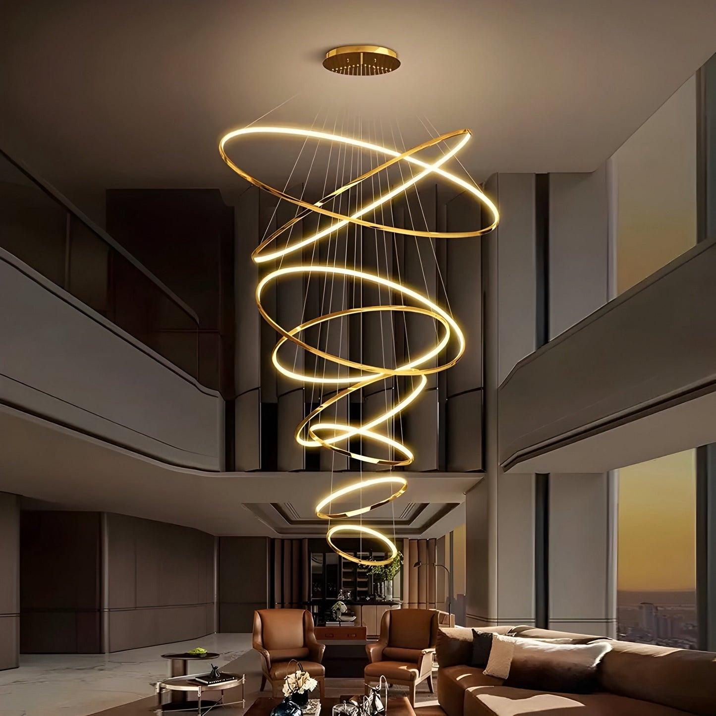 LED Kroonluchter Ringen Dimbaar RVS Goud Of Zwart 3 Tot 8 Elementen