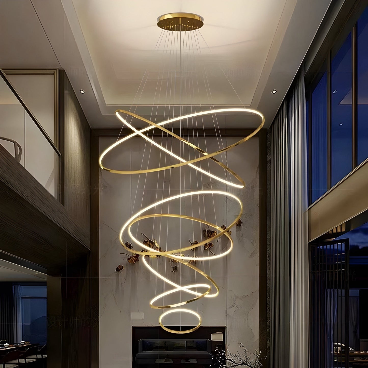 LED Kroonluchter Ringen Dimbaar RVS Goud Of Zwart 3 Tot 8 Elementen