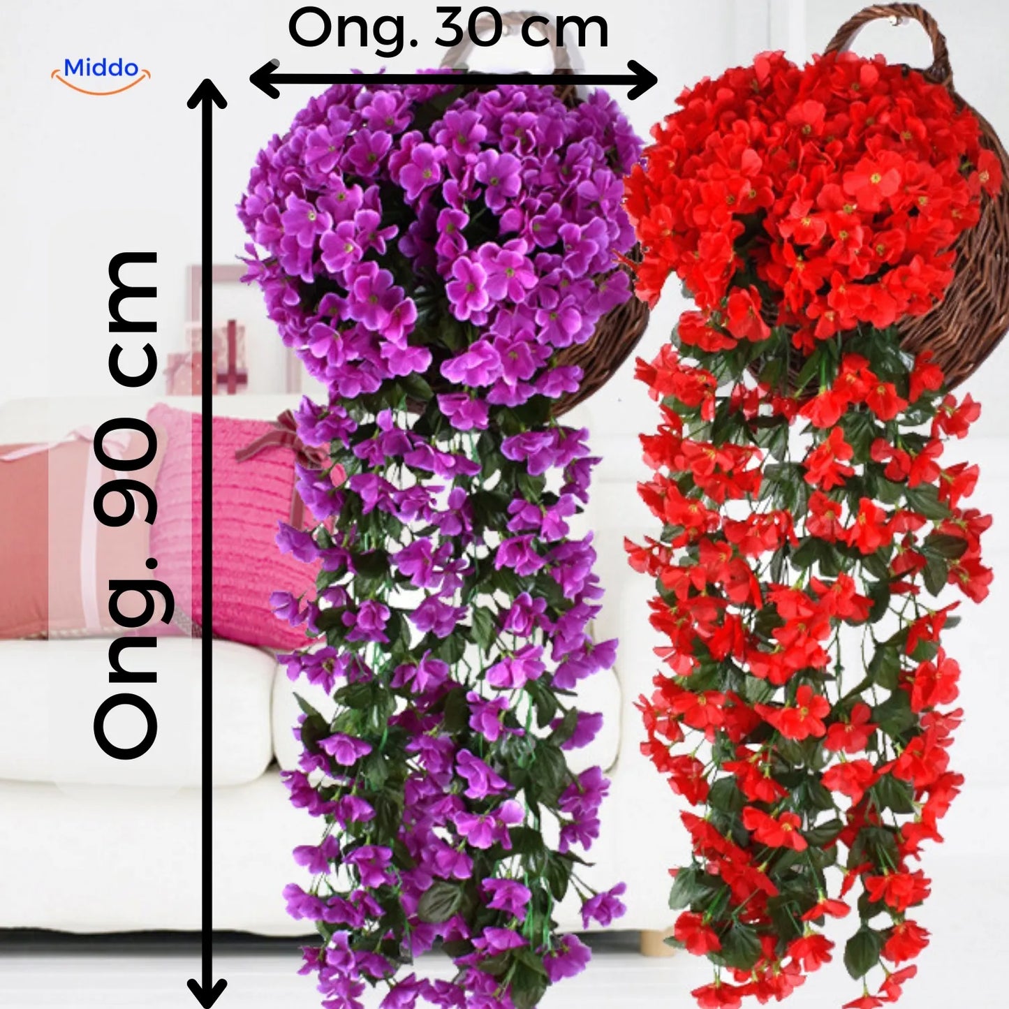 Kunst orchidee hangplant met hangende bloemen voor wanddecoratie, interieur en bruiloften