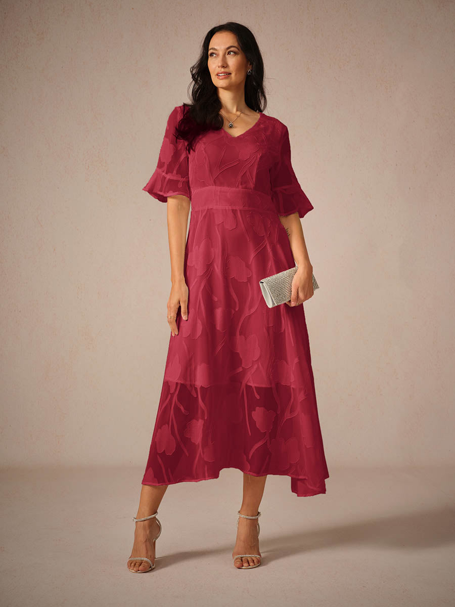 Kyla Midi Jurk | Elegante Fladdermouwen en Kant 4