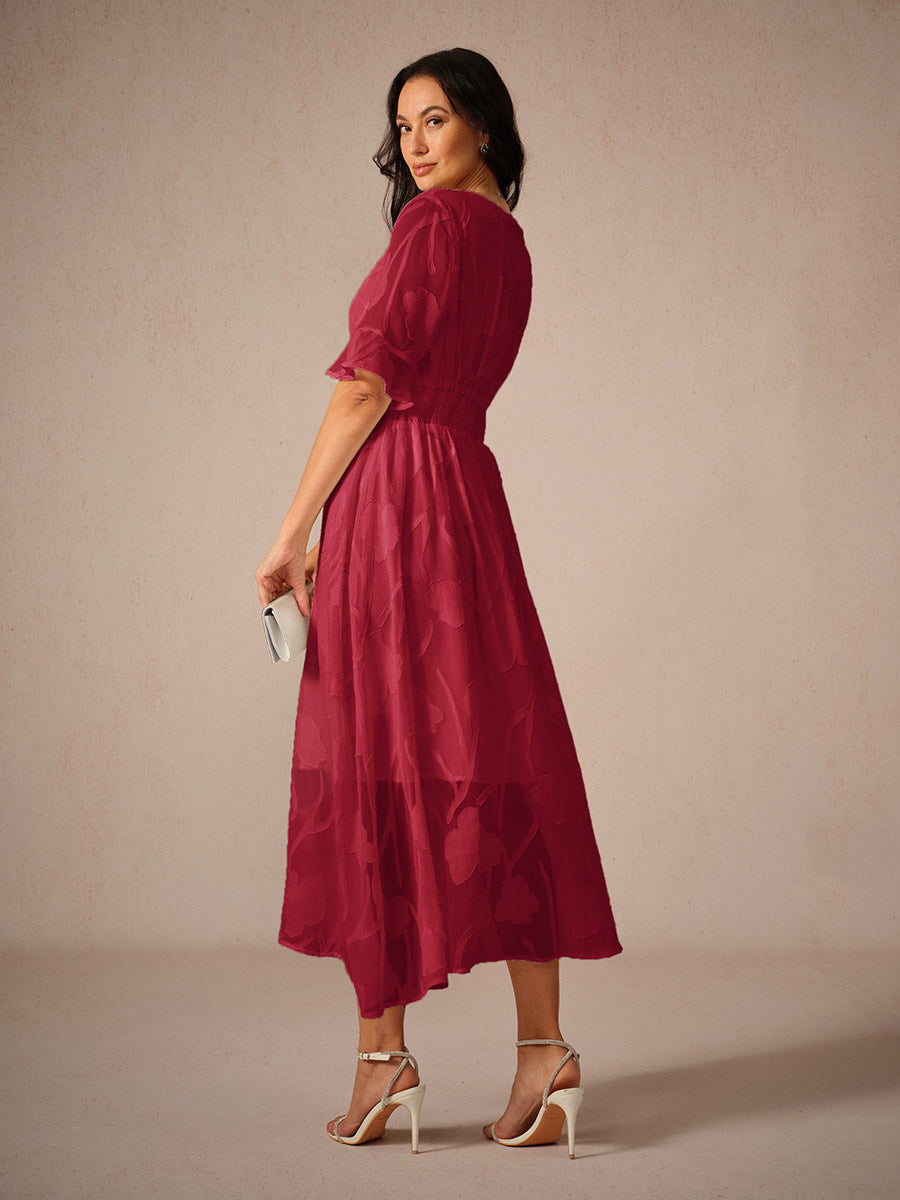 Kyla Midi Jurk | Elegante Fladdermouwen en Kant 5