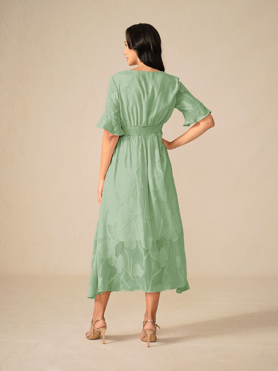 Kyla Midi Jurk | Elegante Fladdermouwen en Kant 8