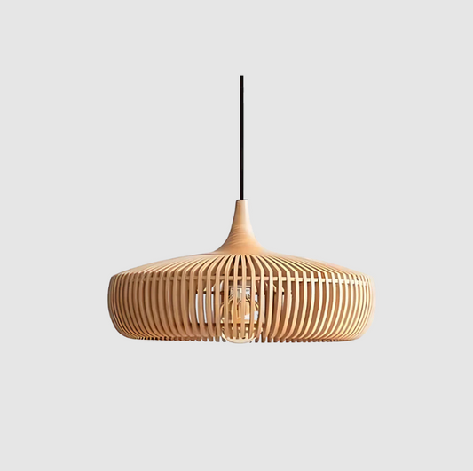 Houten Hanglamp Plafond 43cm Japandi Verlichting Warm Licht Eetkamer Slaapkamer Woonkamer