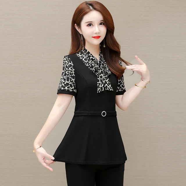 Vrouwen Top met Peplum en Strik-details Zomer Jurkje