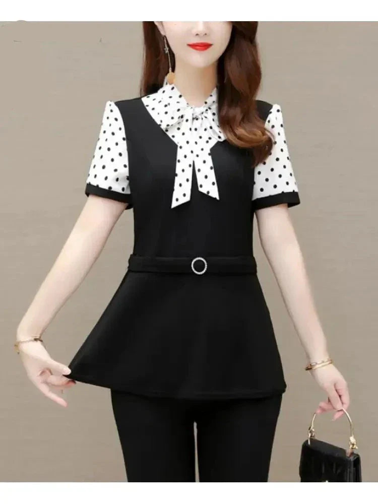 Vrouwen Top met Peplum en Strik-details Zomer Jurkje