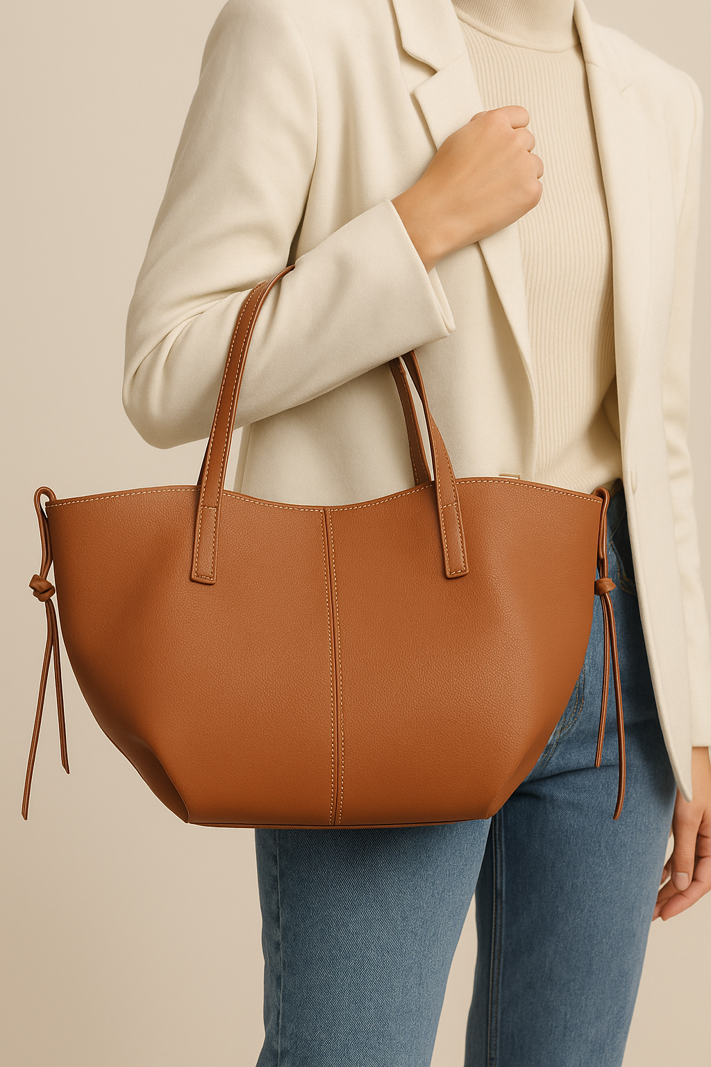 Dames Schoudertas Grote Tote Bag Leer Zwart - StudioMarella