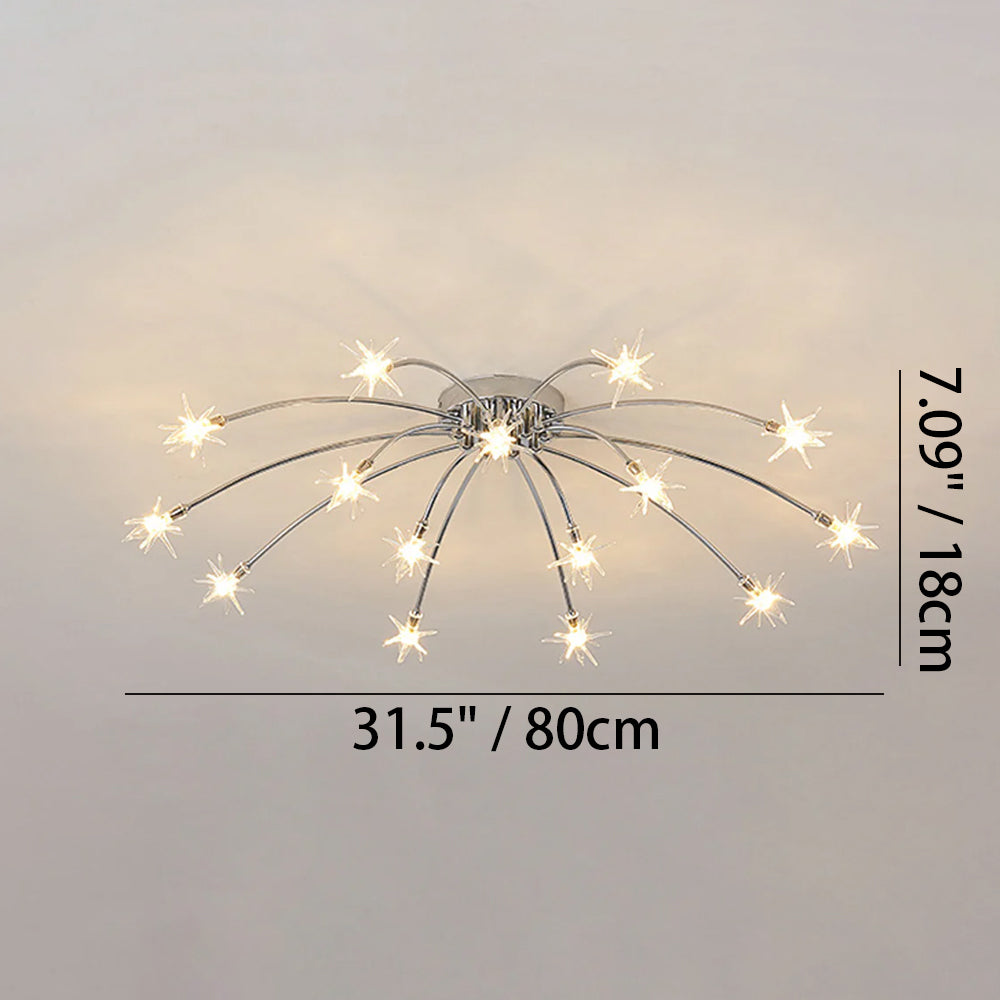 Plafondlamp Metaal Glas Semi Flush Mount LED Modern Woonkamer Eetkamer Slaapkamer