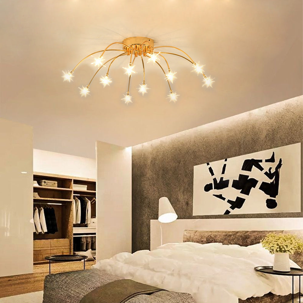 Plafondlamp Metaal Glas Semi Flush Mount LED Modern Woonkamer Eetkamer Slaapkamer