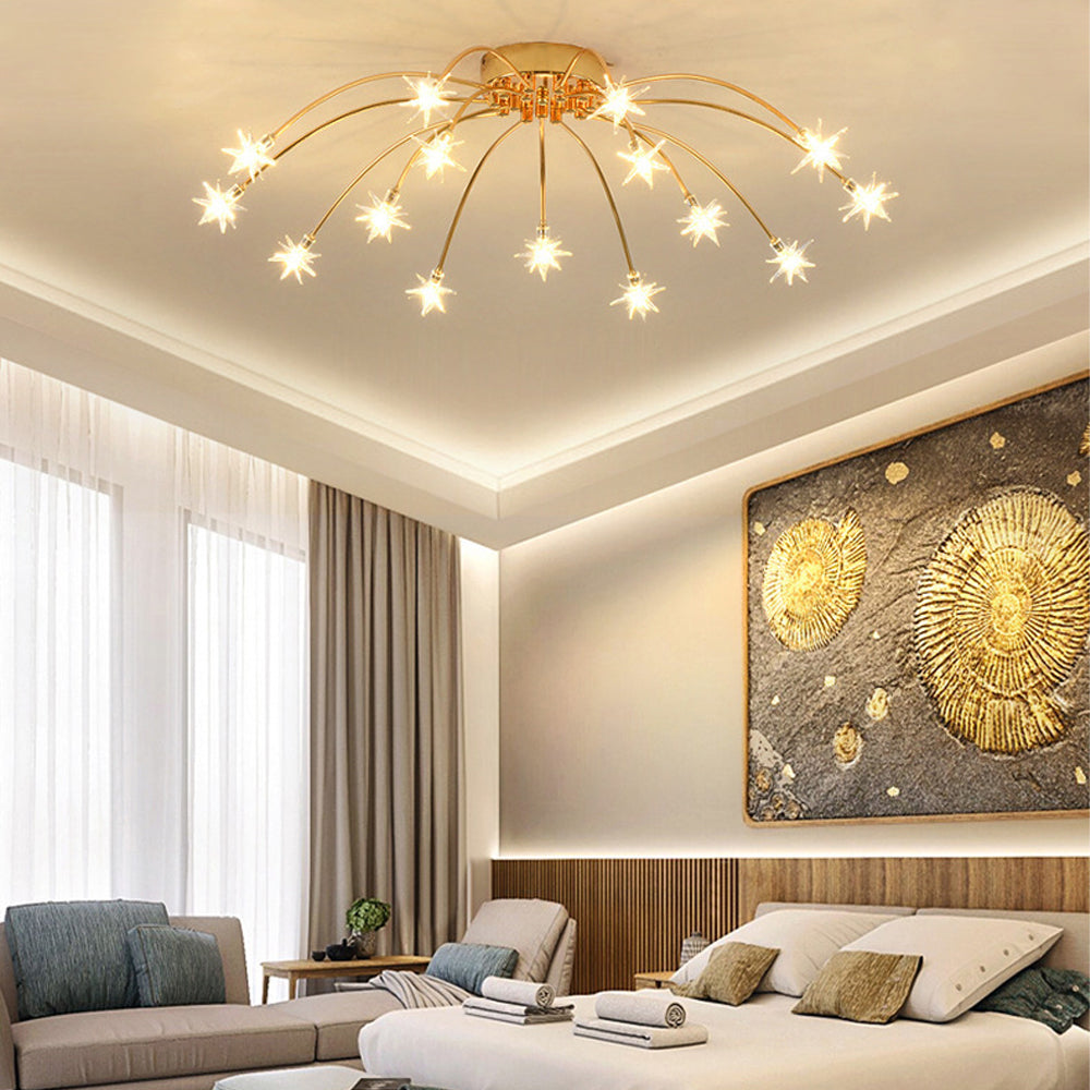 Plafondlamp Metaal Glas Semi Flush Mount LED Modern Woonkamer Eetkamer Slaapkamer