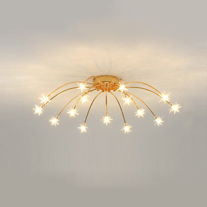 Plafondlamp Metaal Glas Semi Flush Mount LED Modern Woonkamer Eetkamer Slaapkamer