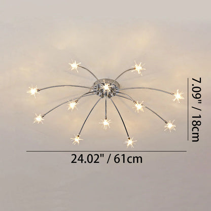 Plafondlamp Metaal Glas Semi Flush Mount LED Modern Woonkamer Eetkamer Slaapkamer