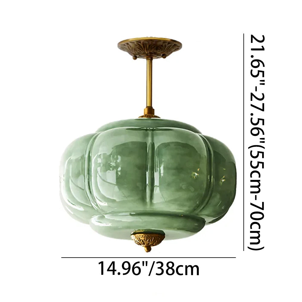 Hanglamp Pompoen Glas Vintage Messing Retro E14 Woonkamer Slaapkamer Hal