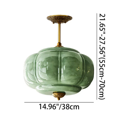 Hanglamp Pompoen Glas Vintage Messing Retro E14 Woonkamer Slaapkamer Hal