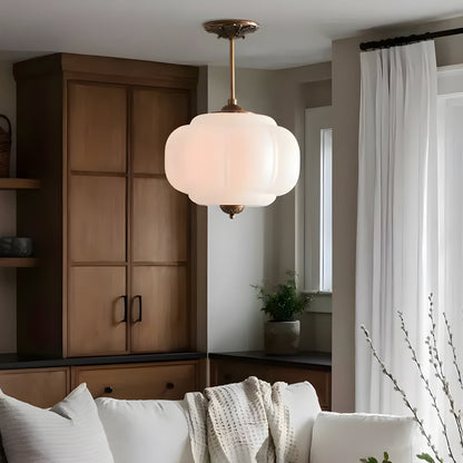 Hanglamp Pompoen Glas Vintage Messing Retro E14 Woonkamer Slaapkamer Hal