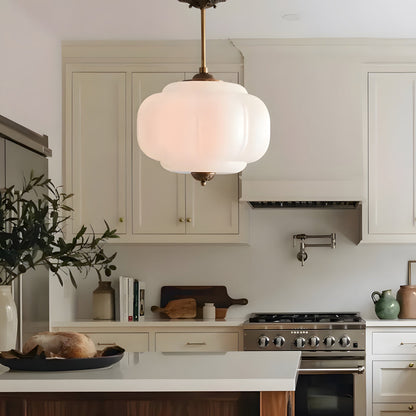 Hanglamp Pompoen Glas Vintage Messing Retro E14 Woonkamer Slaapkamer Hal