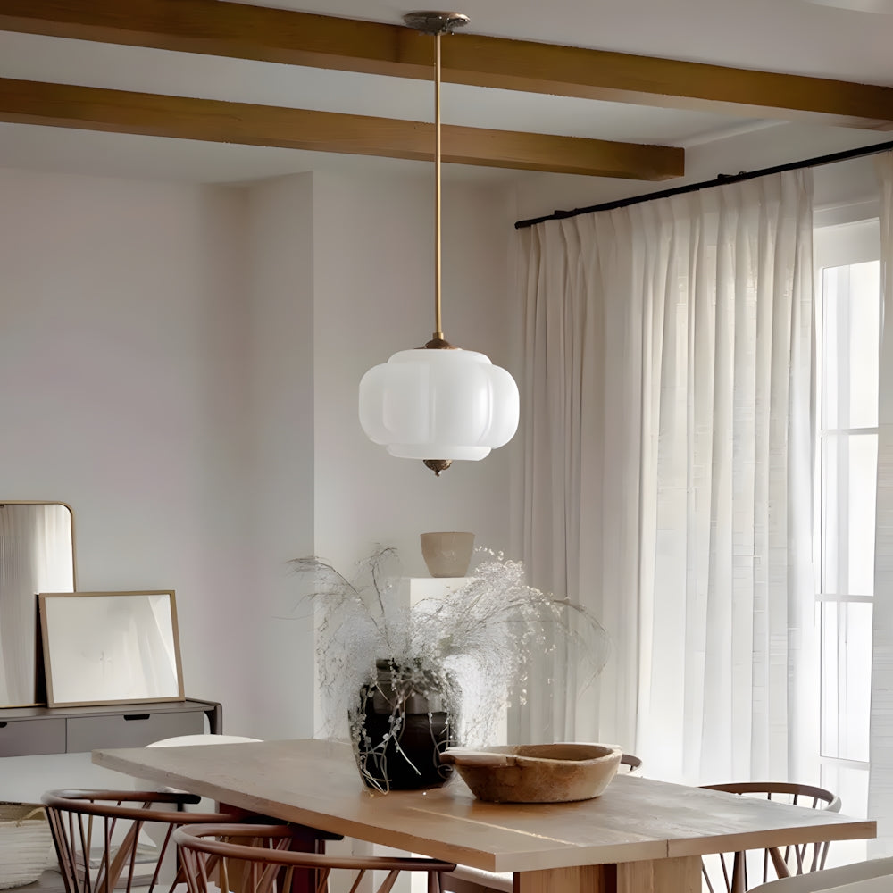 Hanglamp Pompoen Glas Vintage Messing Retro E14 Woonkamer Slaapkamer Hal