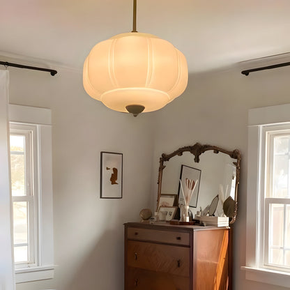 Hanglamp Pompoen Glas Vintage Messing Retro E14 Woonkamer Slaapkamer Hal