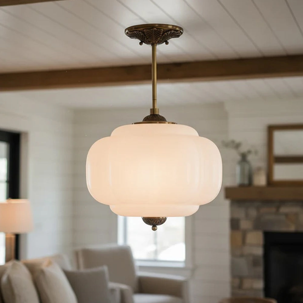 Hanglamp Pompoen Glas Vintage Messing Retro E14 Woonkamer Slaapkamer Hal