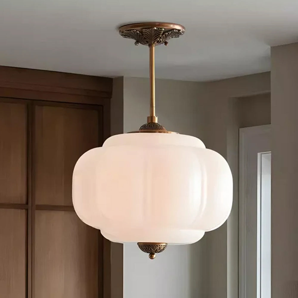 Hanglamp Pompoen Glas Vintage Messing Retro E14 Woonkamer Slaapkamer Hal