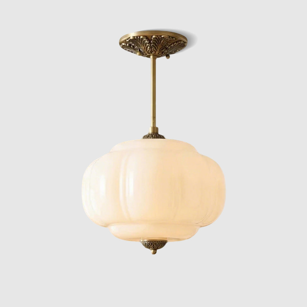 Hanglamp Pompoen Glas Vintage Messing Retro E14 Woonkamer Slaapkamer Hal
