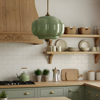 Hanglamp Pompoen Glas Vintage Messing Retro E14 Woonkamer Slaapkamer Hal