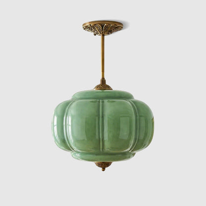 Hanglamp Pompoen Glas Vintage Messing Retro E14 Woonkamer Slaapkamer Hal