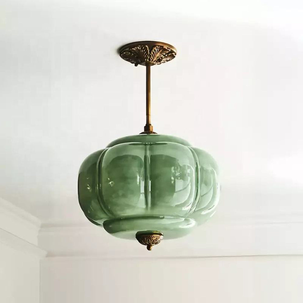 Hanglamp Pompoen Glas Vintage Messing Retro E14 Woonkamer Slaapkamer Hal