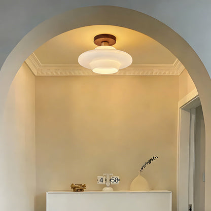 Plafondlamp Walnoot Hout Glas Scandinavisch E27 Hal Gang Keuken Eetkamer Nordic Naturel Koper
