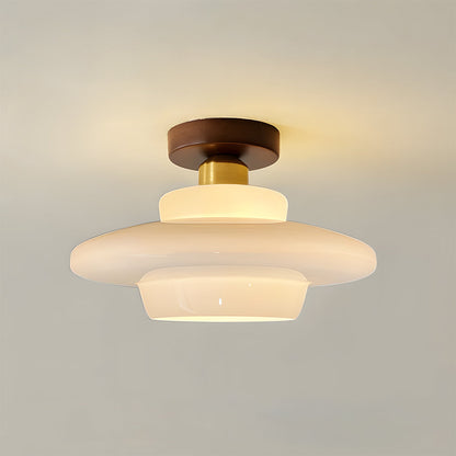 Plafondlamp Walnoot Hout Glas Scandinavisch E27 Hal Gang Keuken Eetkamer Nordic Naturel Koper