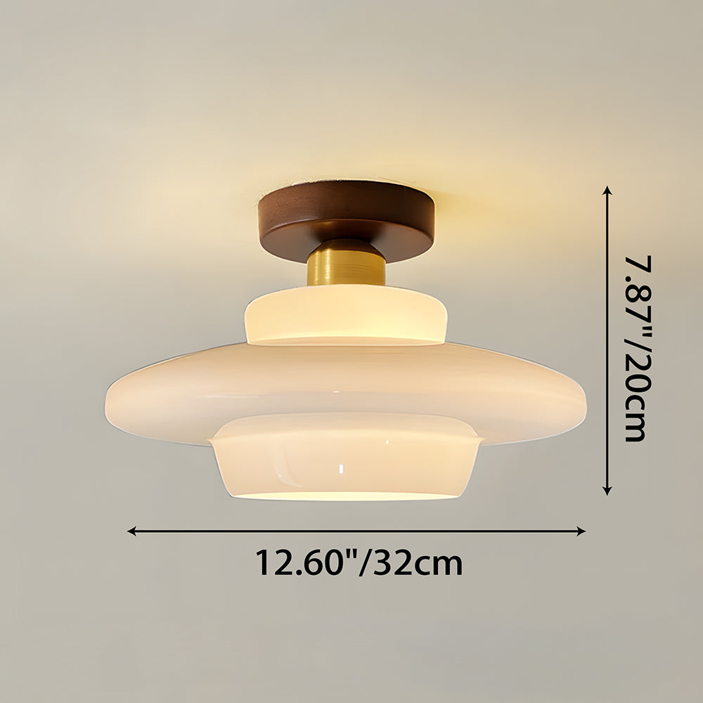 Plafondlamp Walnoot Hout Glas Scandinavisch E27 Hal Gang Keuken Eetkamer Nordic Naturel Koper