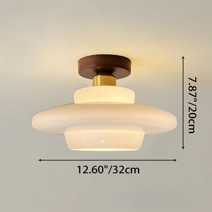 Plafondlamp Walnoot Hout Glas Scandinavisch E27 Hal Gang Keuken Eetkamer Nordic Naturel Koper