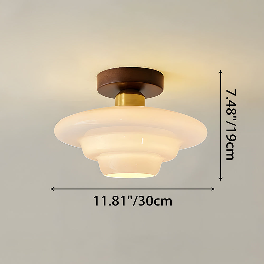 Plafondlamp Walnoot Hout Glas Scandinavisch E27 Hal Gang Keuken Eetkamer Nordic Naturel Koper