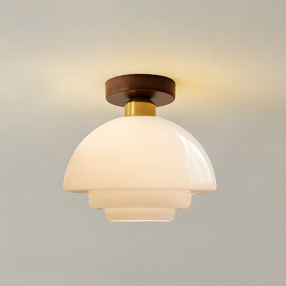 Plafondlamp Walnoot Hout Glas Scandinavisch E27 Hal Gang Keuken Eetkamer Nordic Naturel Koper