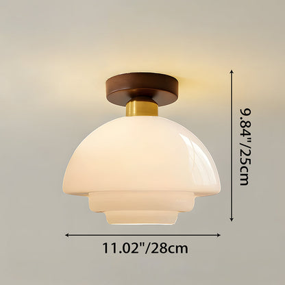 Plafondlamp Walnoot Hout Glas Scandinavisch E27 Hal Gang Keuken Eetkamer Nordic Naturel Koper