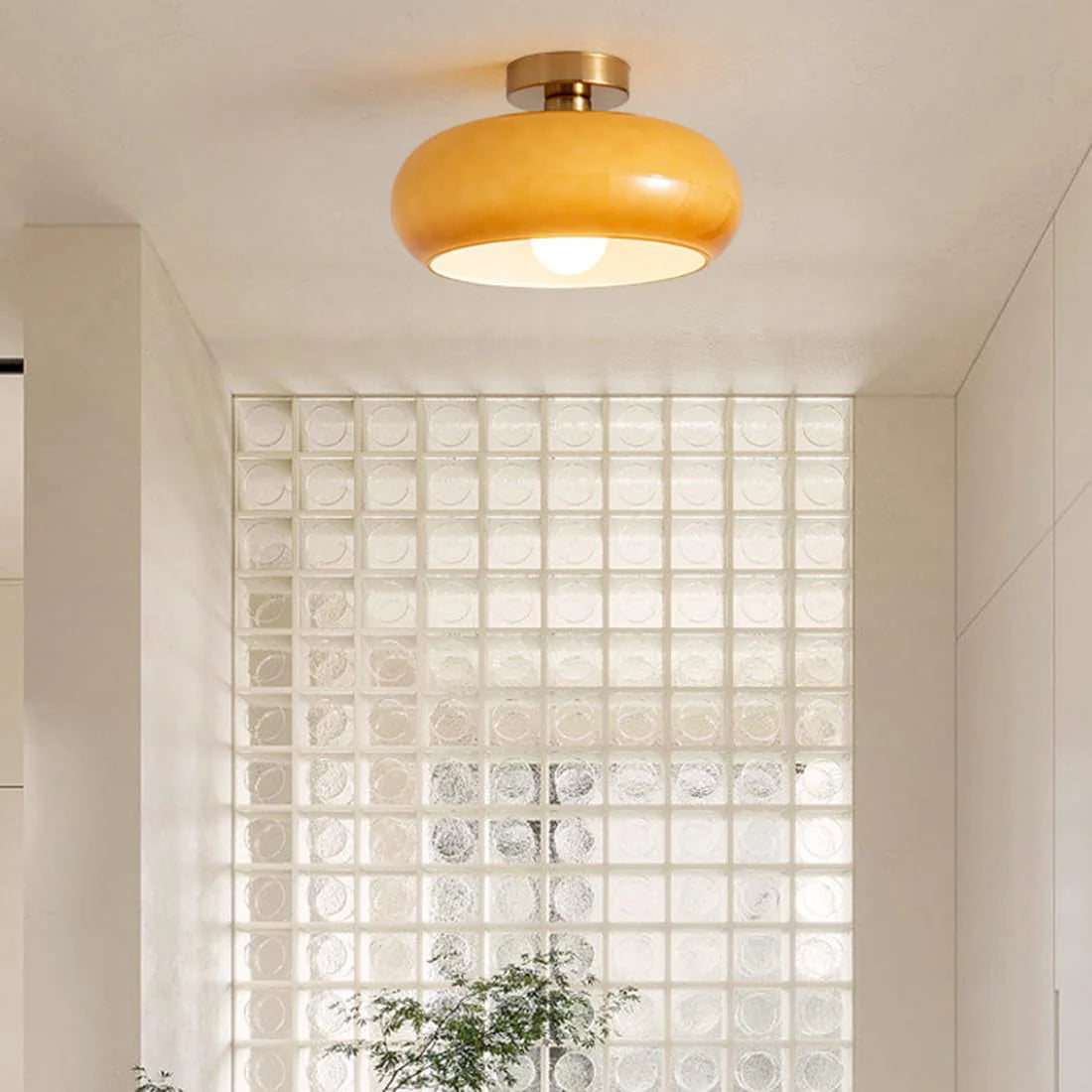 Glazen Hanglamp Vintage Amber Messing Retro E27 Eetkamer Woonkamer Slaapkamer