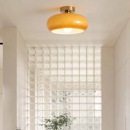 Glazen Hanglamp Vintage Amber Messing Retro E27 Eetkamer Woonkamer Slaapkamer
