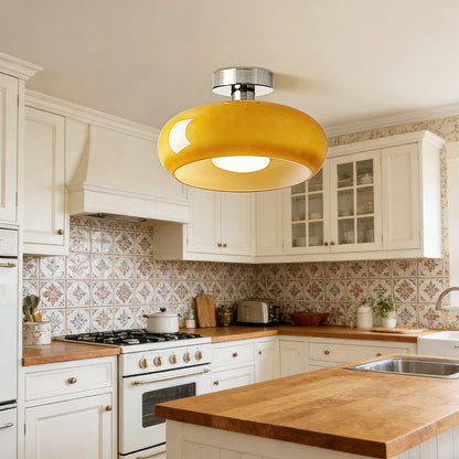Glazen Hanglamp Vintage Amber Messing Retro E27 Eetkamer Woonkamer Slaapkamer