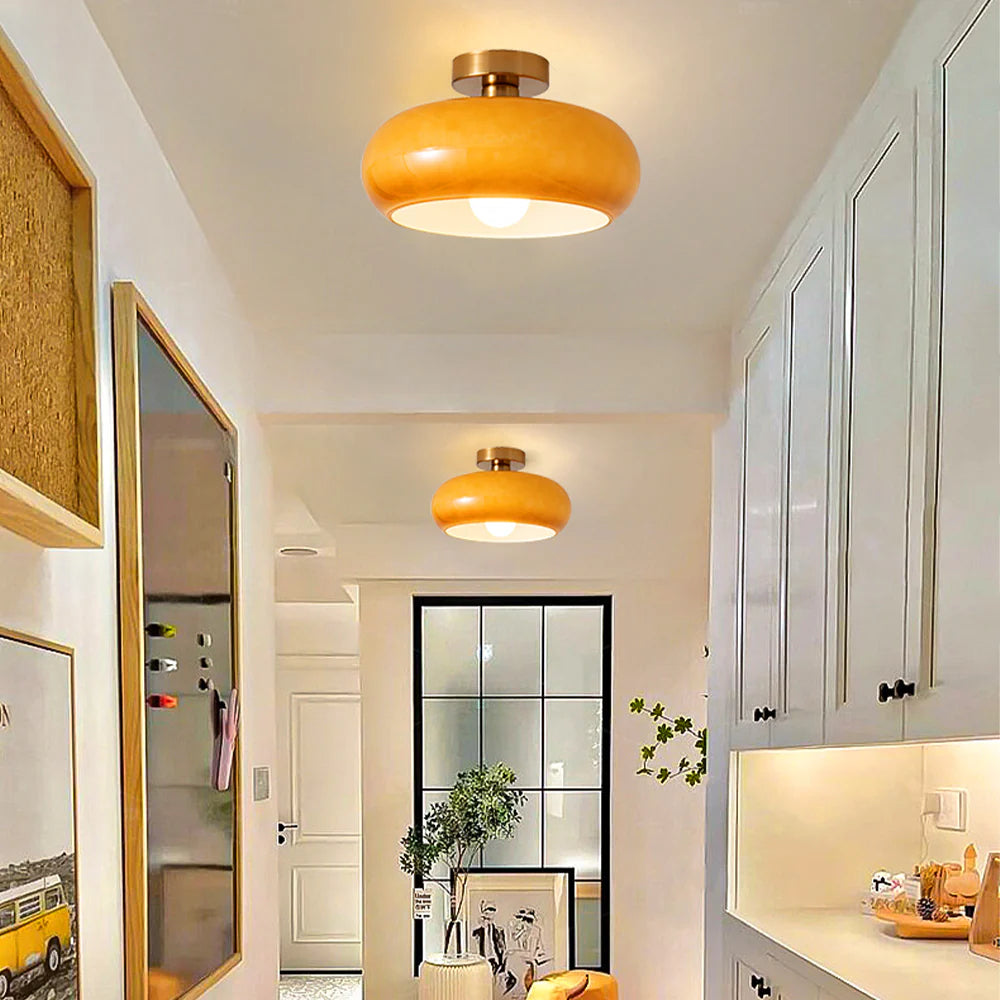 Glazen Hanglamp Vintage Amber Messing Retro E27 Eetkamer Woonkamer Slaapkamer