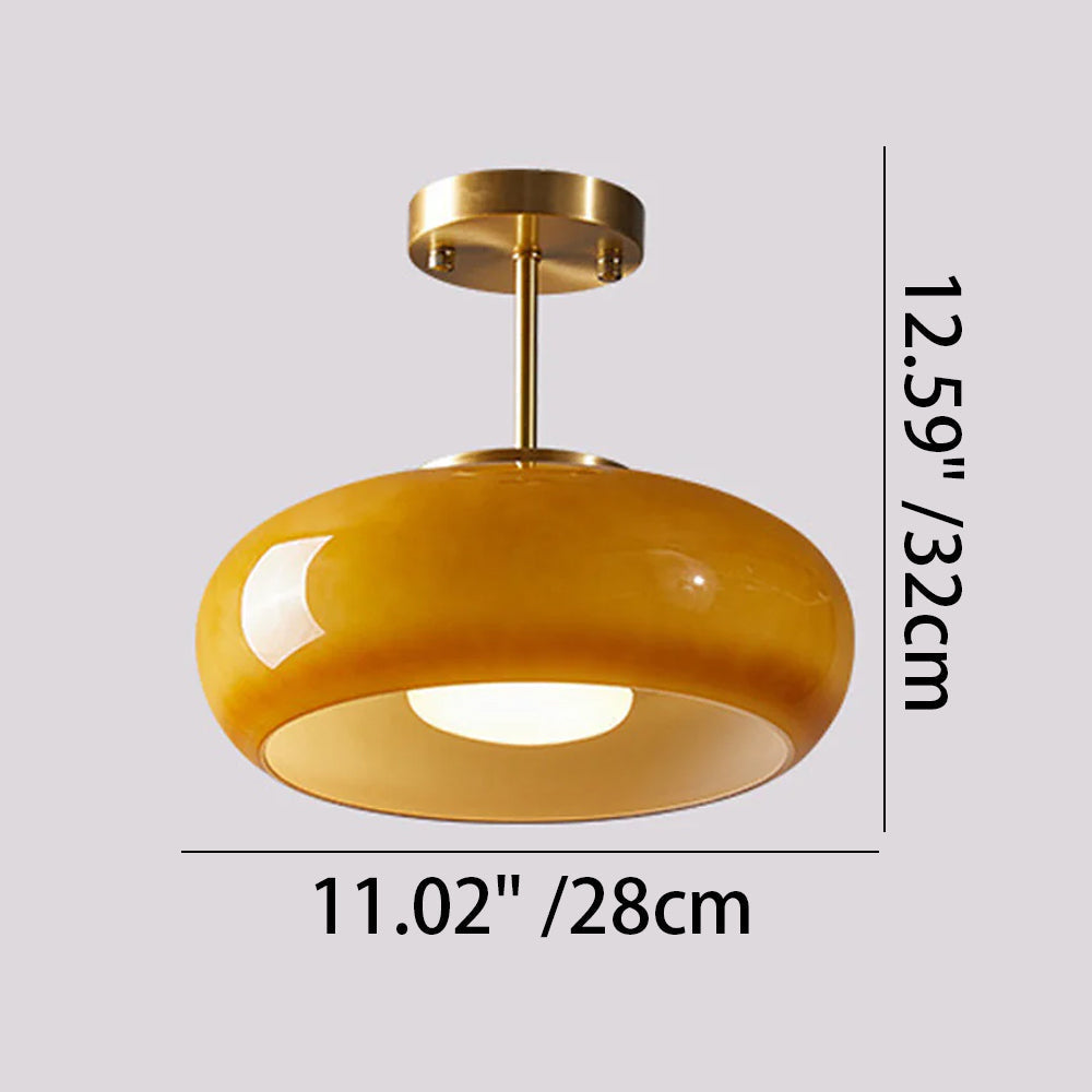 Glazen Hanglamp Vintage Amber Messing Retro E27 Eetkamer Woonkamer Slaapkamer