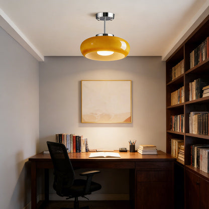 Glazen Hanglamp Vintage Amber Messing Retro E27 Eetkamer Woonkamer Slaapkamer