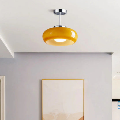 Glazen Hanglamp Vintage Amber Messing Retro E27 Eetkamer Woonkamer Slaapkamer