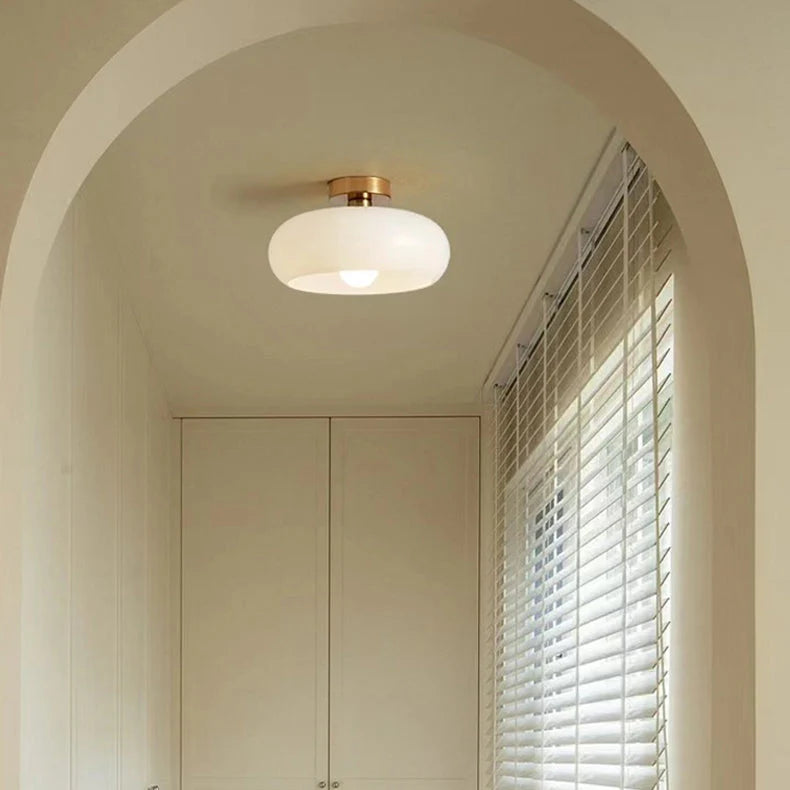 Glazen Hanglamp Vintage Amber Messing Retro E27 Eetkamer Woonkamer Slaapkamer