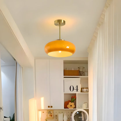 Glazen Hanglamp Vintage Amber Messing Retro E27 Eetkamer Woonkamer Slaapkamer