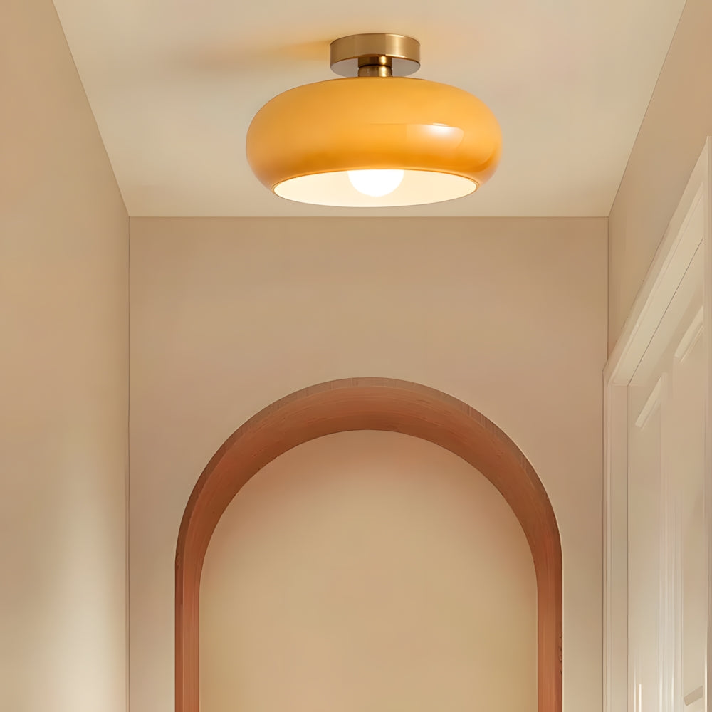 Glazen Hanglamp Vintage Amber Messing Retro E27 Eetkamer Woonkamer Slaapkamer