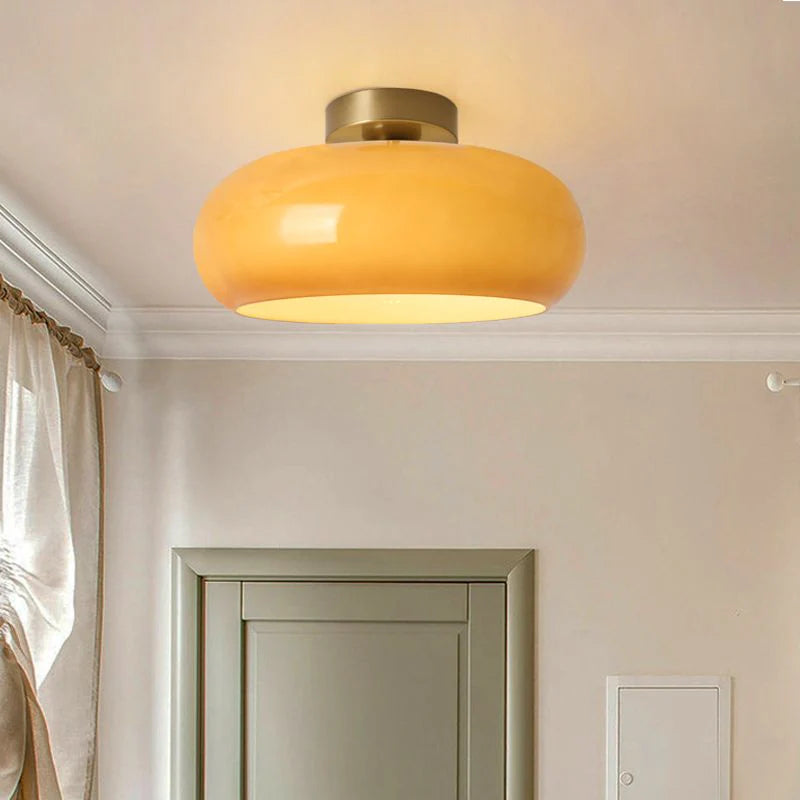 Glazen Hanglamp Vintage Amber Messing Retro E27 Eetkamer Woonkamer Slaapkamer