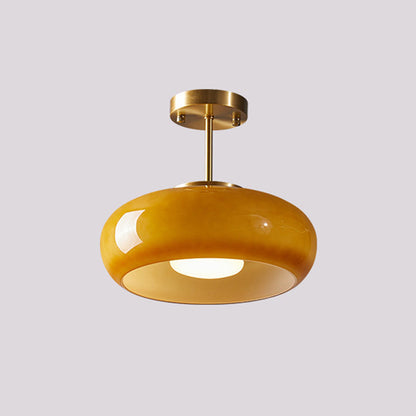 Glazen Hanglamp Vintage Amber Messing Retro E27 Eetkamer Woonkamer Slaapkamer
