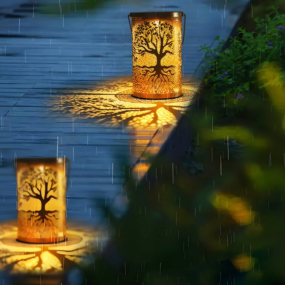 Solar Lantaarn Boom Patroon IP55 Waterdicht Tuin Hangend Staand Villa LED