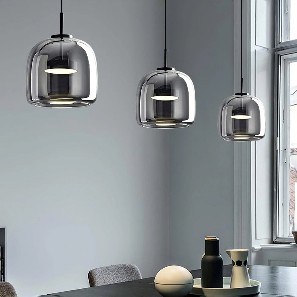 Hanglamp Gerookt Glas Koepel Vintage Minimalistisch LED Keuken Eetkamer Woonkamer Loft